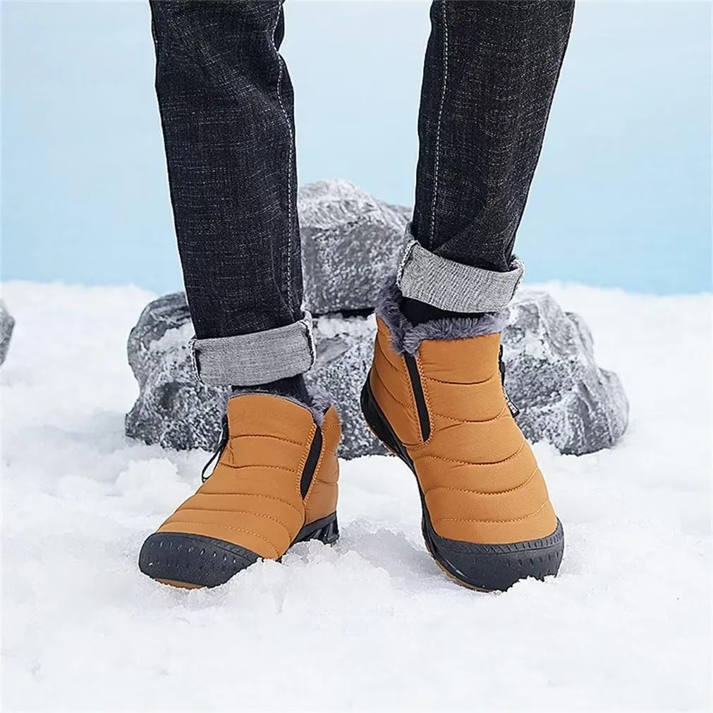 Jakcuz Men Snow Boots Water Resistant Non-slip Winter Shoes with Fuzz Lined Warm High Top Boots for Men