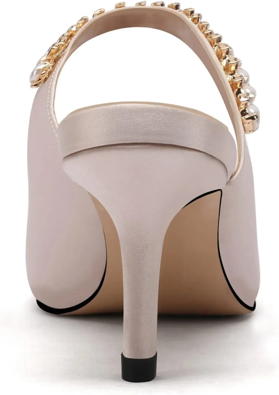 JANSEVEN Mules Flats For Women Closed Toe Flat Sandals With Rhinestone Pointy Slip On Patent Leather 4 Inches Bridal Wedding Shoes Sexy