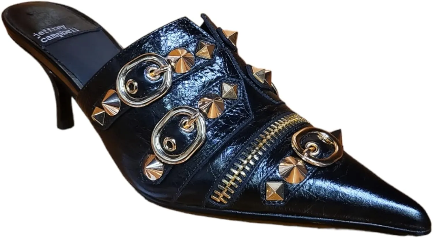 Jeffrey Campbell Rock-ON Mules Black Gold