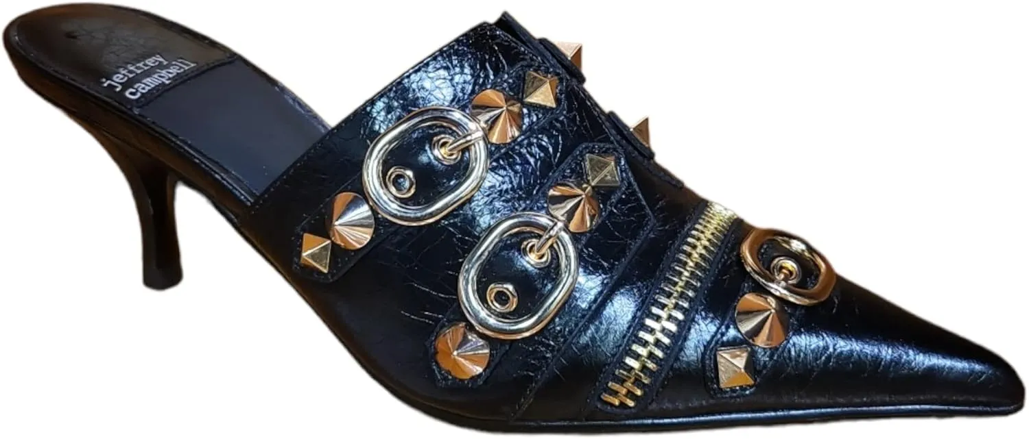 Jeffrey Campbell Rock-ON Mules Black Gold