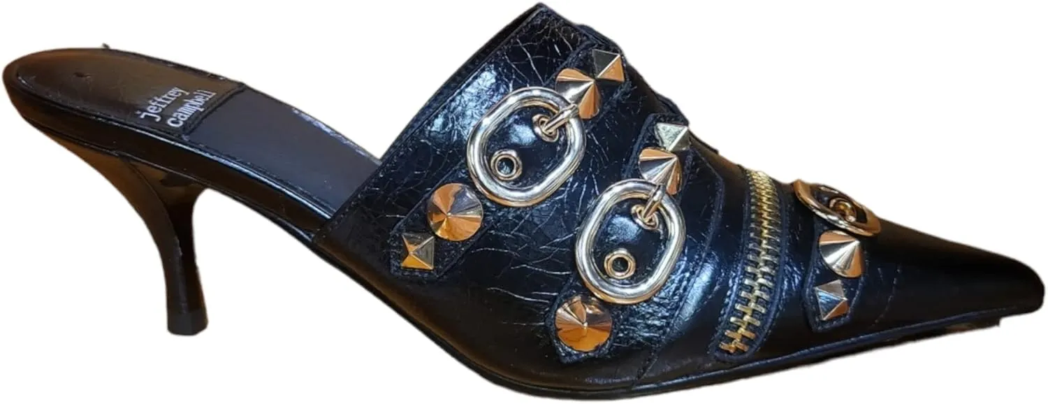 Jeffrey Campbell Rock-ON Mules Black Gold