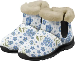 Jeiento Floral Women's Snow Boots Flowers Lightweight Fluffy Thickening Shoes Ladies Non Slip