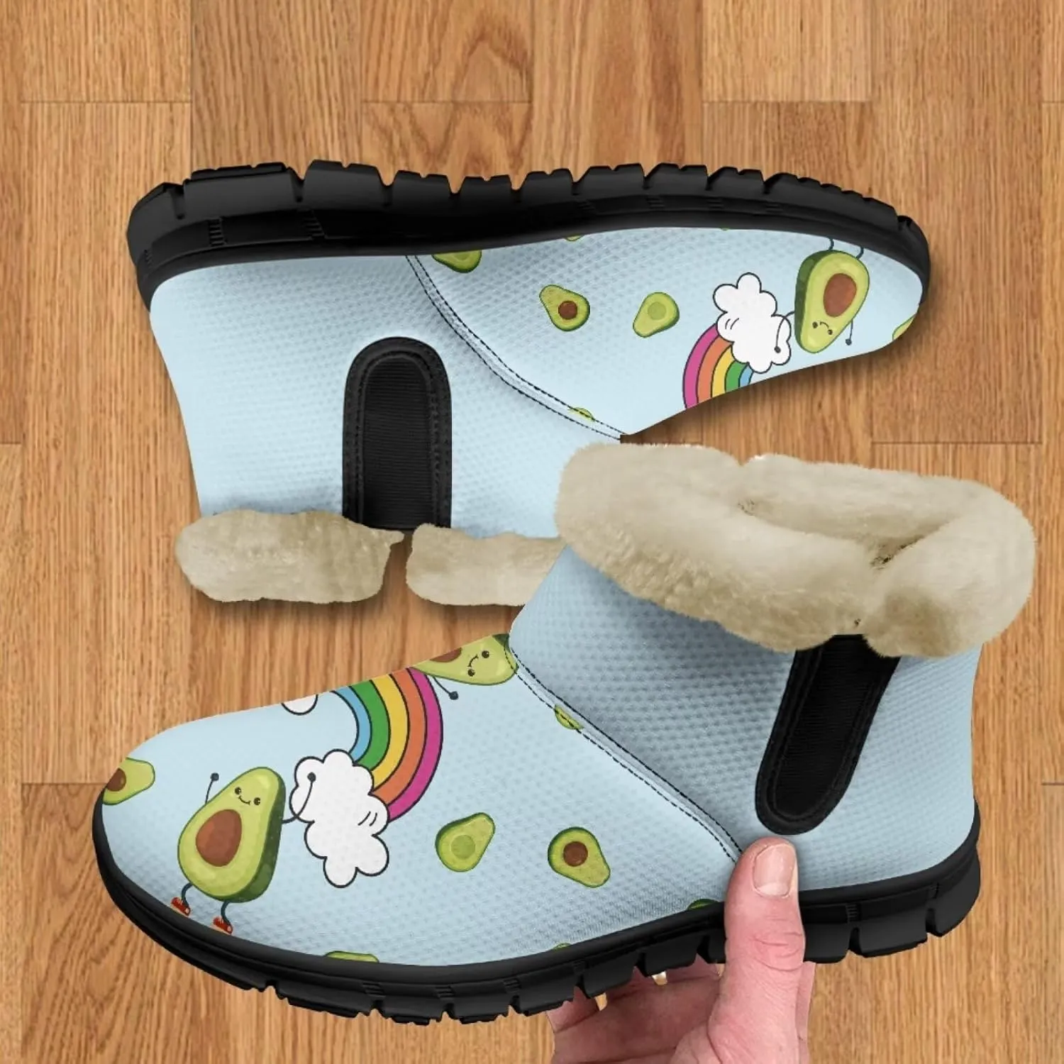 Jeiento Lemon Fruit Snow Boots for Women Anti-Slip Boots Winter Shoes Fashion Fuzzy Walking Boots
