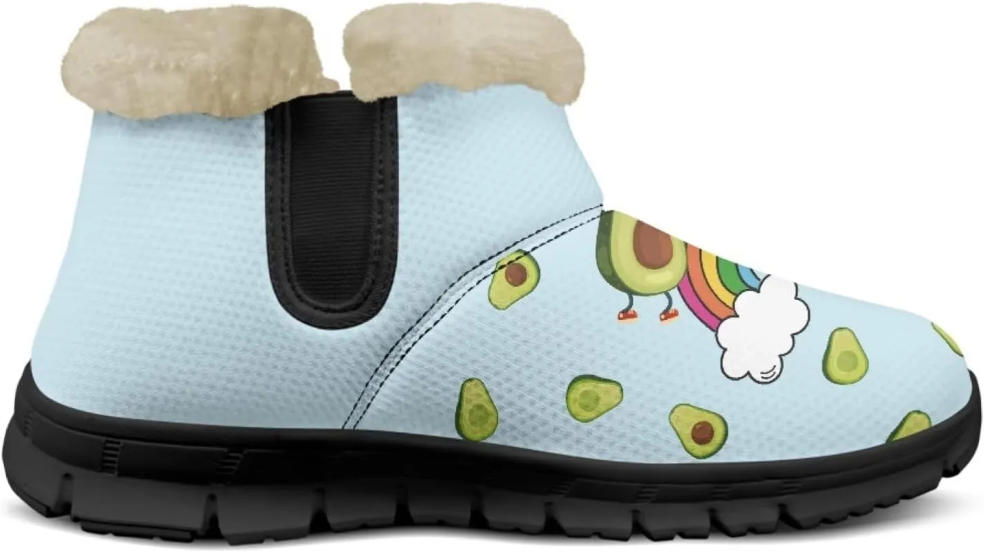 Jeiento Lemon Fruit Snow Boots for Women Anti-Slip Boots Winter Shoes Fashion Fuzzy Walking Boots