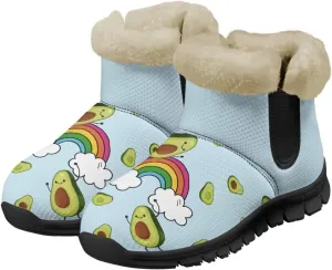 Jeiento Lemon Fruit Snow Boots for Women Anti-Slip Boots Winter Shoes Fashion Fuzzy Walking Boots