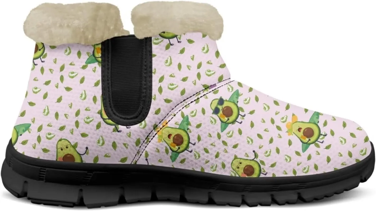 Jeiento Lemon Fruit Snow Boots for Women Anti-Slip Boots Winter Shoes Fashion Fuzzy Walking Boots