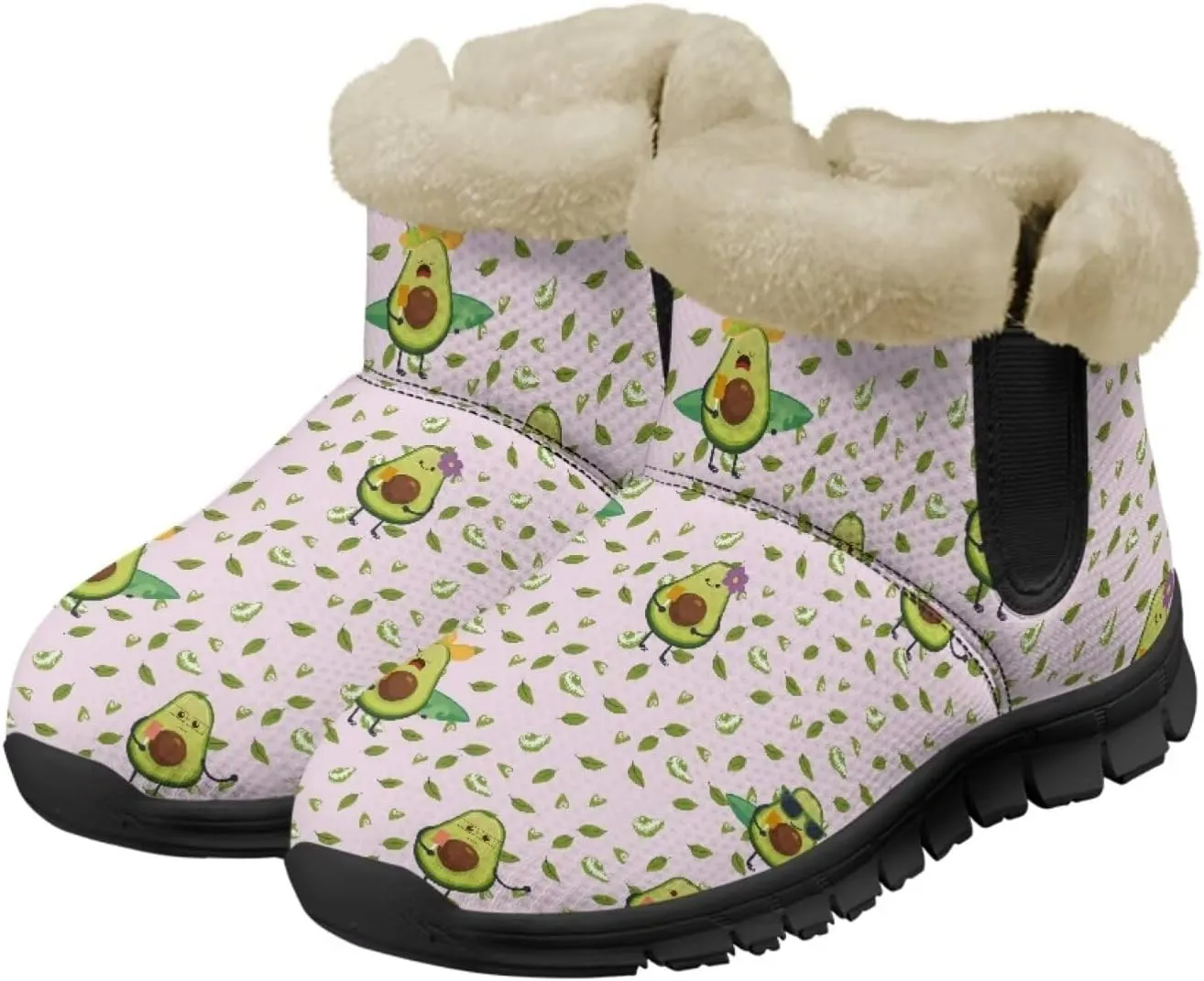 Jeiento Lemon Fruit Snow Boots for Women Anti-Slip Boots Winter Shoes Fashion Fuzzy Walking Boots