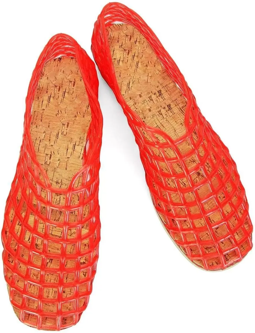 Jelly Mesh Ballet Flats for Women Fishnet PVC Clear Hollow Jellies Sandals Comfortable Beach Ballerina Flats Shoes