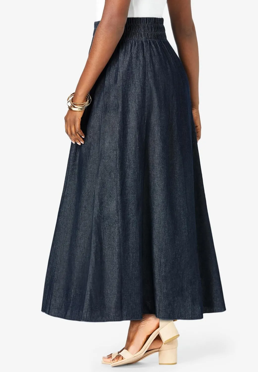 Jessica London Women's Plus Size Chambray Maxi Skirt
