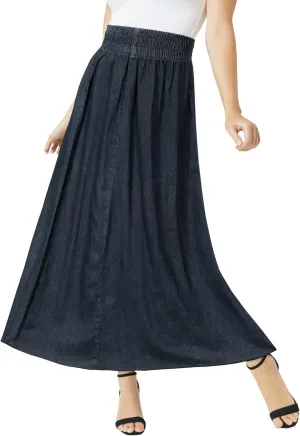 Jessica London Women's Plus Size Chambray Maxi Skirt