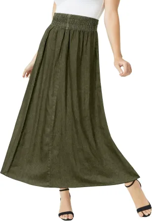 Jessica London Women's Plus Size Chambray Maxi Skirt