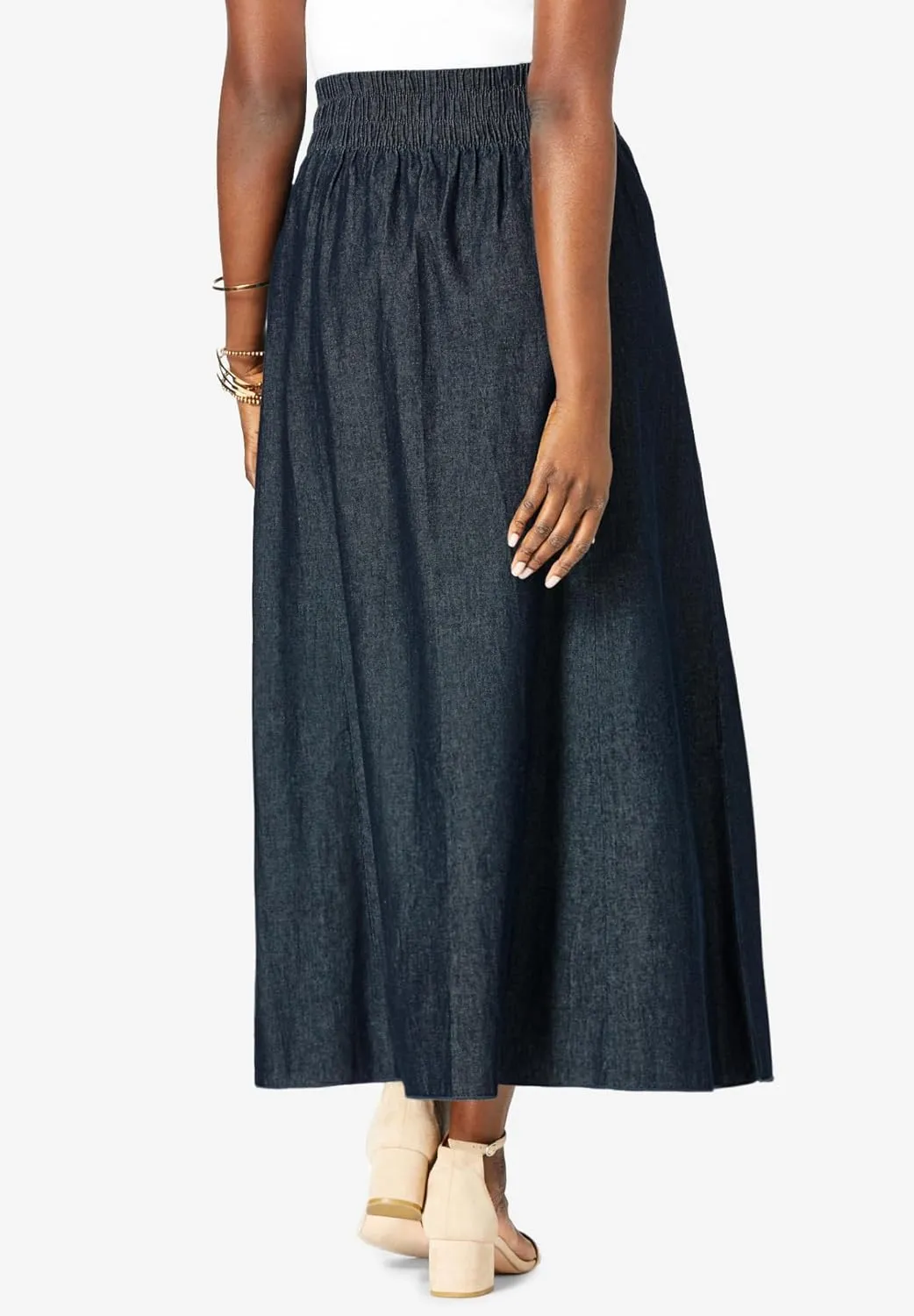 Jessica London Women's Plus Size Chambray Maxi Skirt
