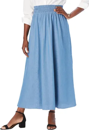 Jessica London Women's Plus Size Chambray Maxi Skirt