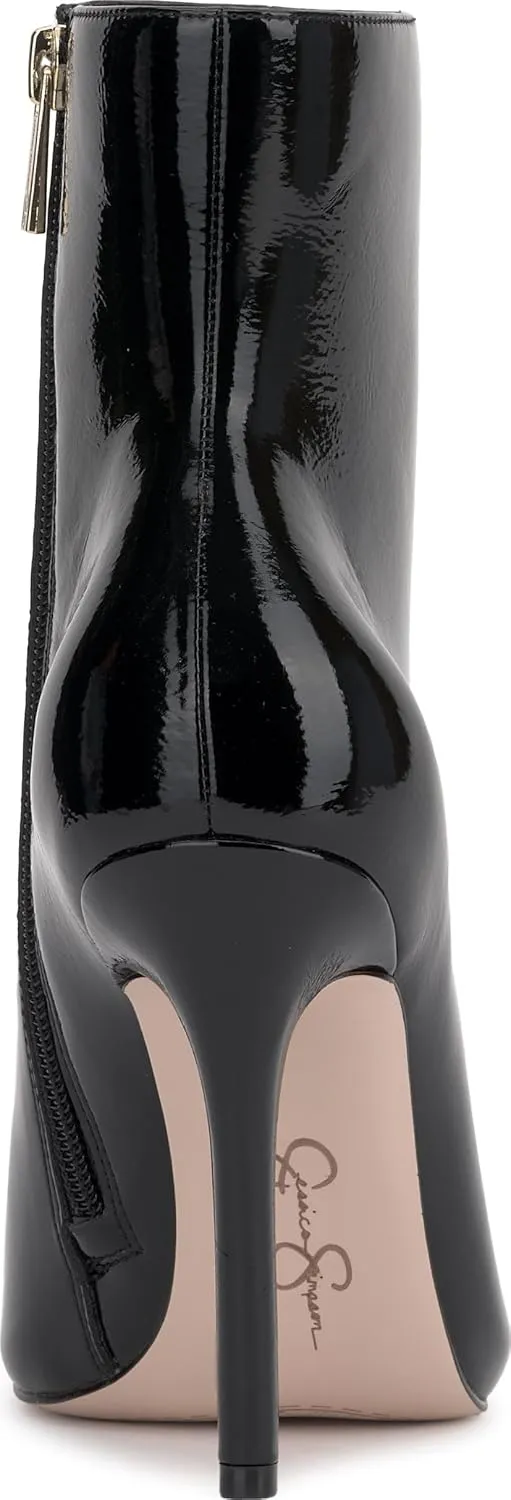 Jessica Simpson Womens Lyren Patent Pointed Toe Ankle Boots