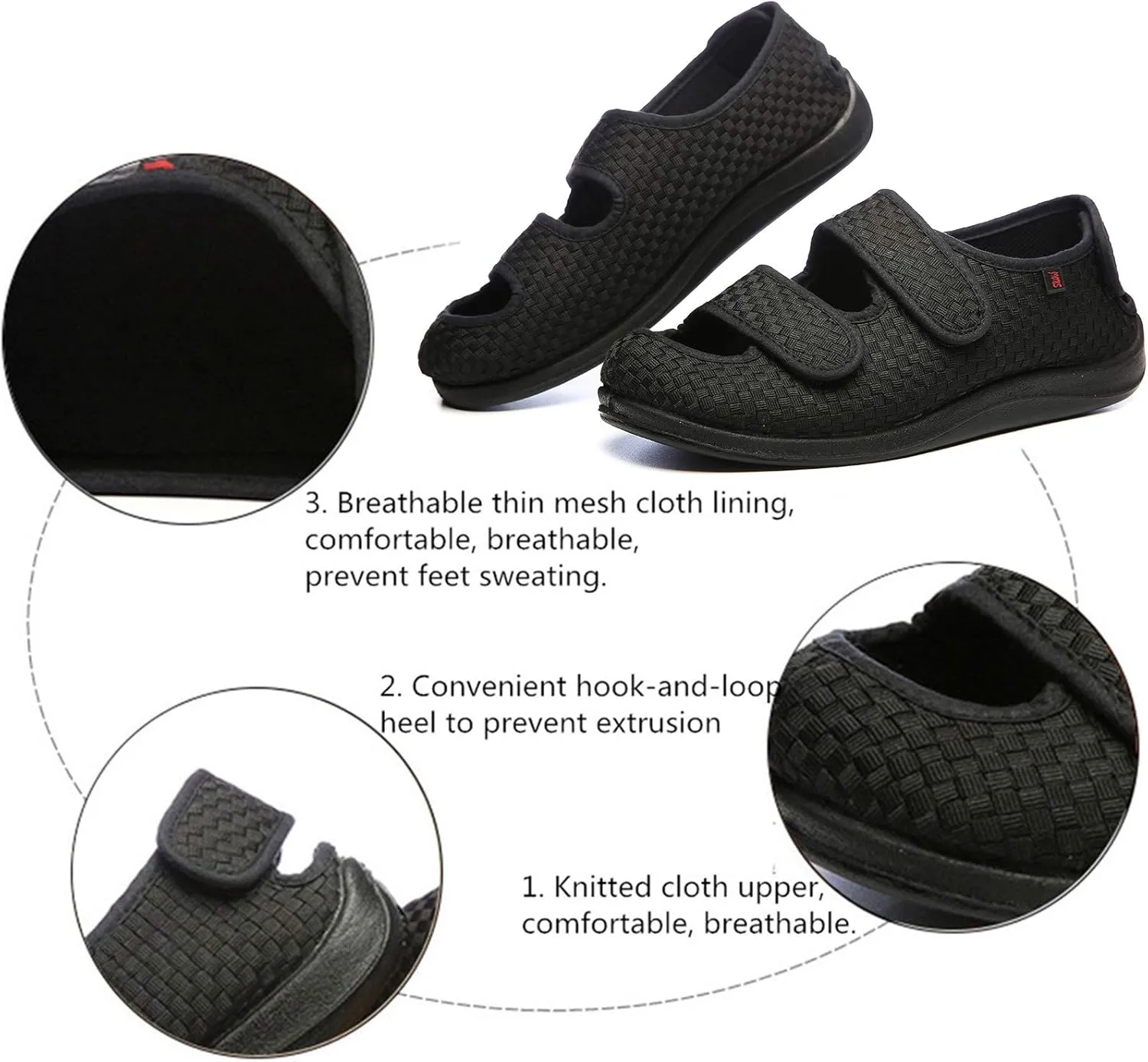 JIONS Women Men Adjustable Velco Extra Wide Shoes Swollen Feet Diabetic Edema Boots Slippers Indoor Outdoor Sandals Unisex Large Size 5-14