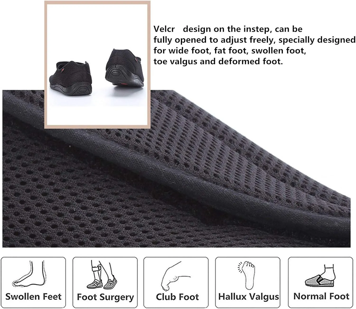 JIONS Women Men Adjustable Velco Extra Wide Shoes Swollen Feet Diabetic Edema Boots Slippers Indoor Outdoor Sandals Unisex Large Size 5-14