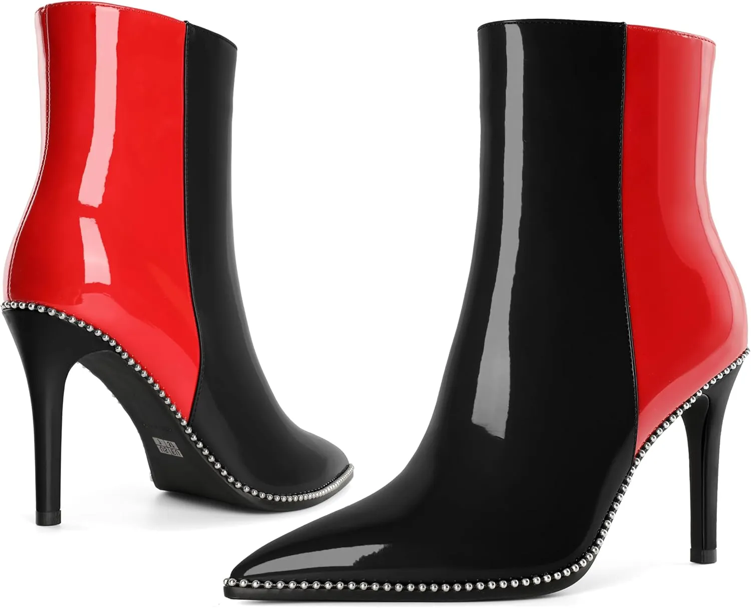 Joseywade Ankle Boots High Heel Boots Women Pointed Toe Stiletto Thin Slim Heel Booties Side Zipper Beaded Short Boots Shoes