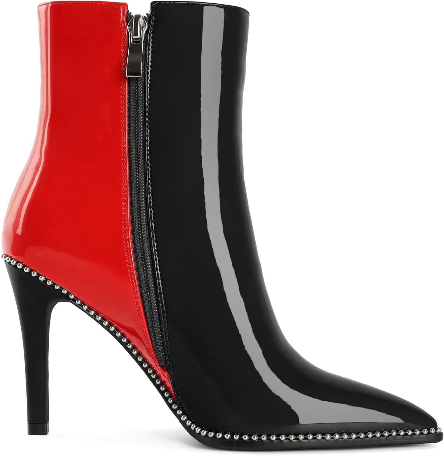 Joseywade Ankle Boots High Heel Boots Women Pointed Toe Stiletto Thin Slim Heel Booties Side Zipper Beaded Short Boots Shoes