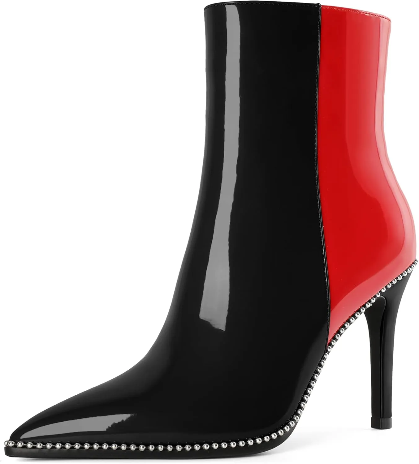 Joseywade Ankle Boots High Heel Boots Women Pointed Toe Stiletto Thin Slim Heel Booties Side Zipper Beaded Short Boots Shoes