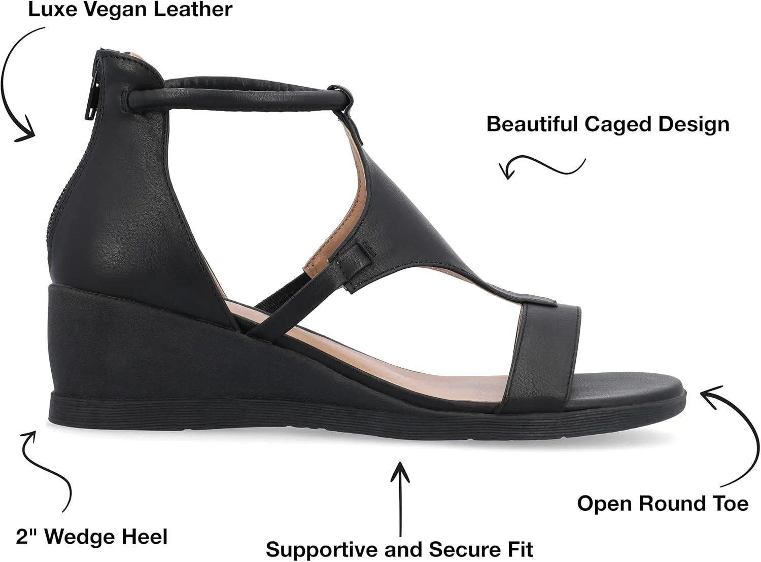 Journee Collection Womens Trayle Faux Leather Strappy Wedge Sandals