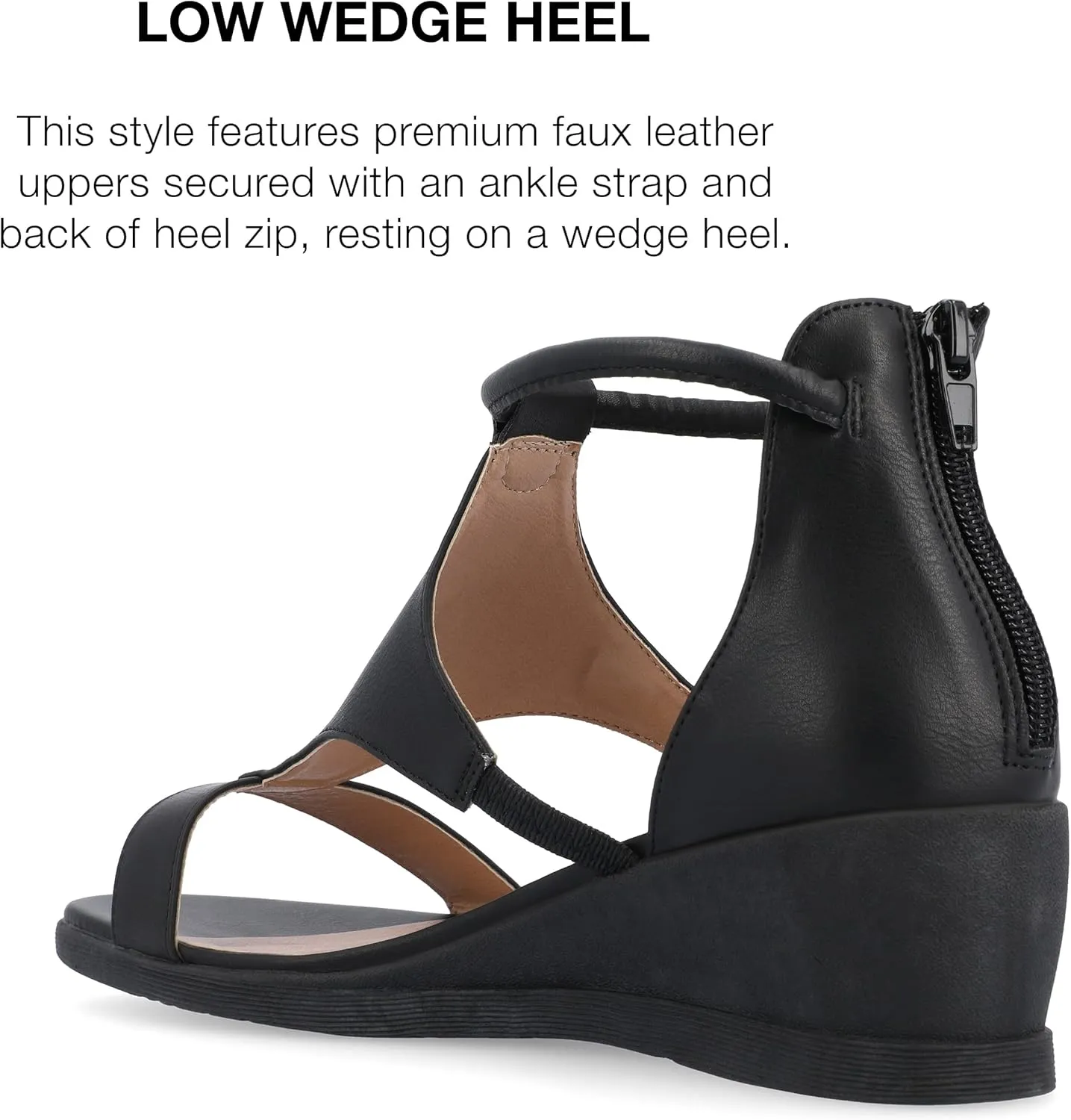Journee Collection Womens Trayle Faux Leather Strappy Wedge Sandals