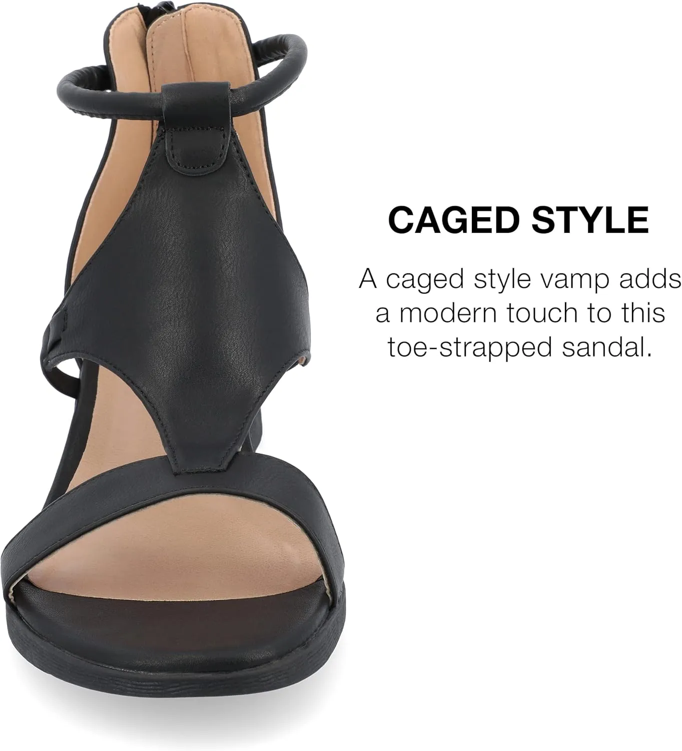 Journee Collection Womens Trayle Faux Leather Strappy Wedge Sandals