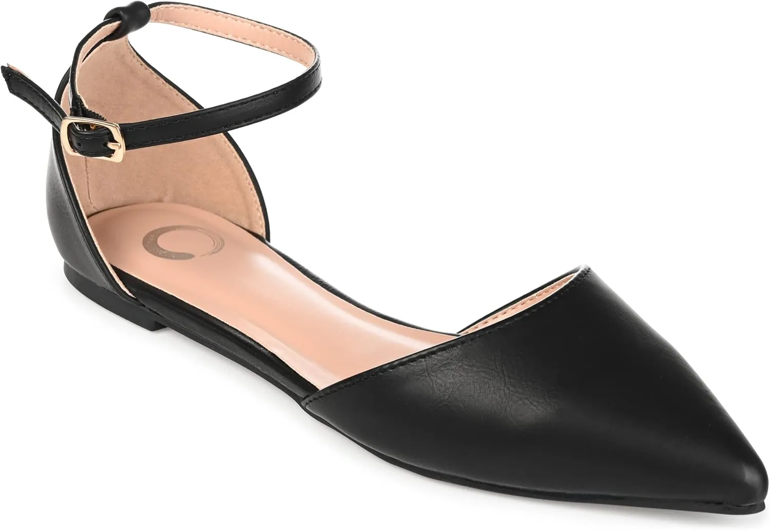Journee Womens Reba Buckle Pointed Toe Ballet Flats