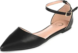 Journee Womens Reba Buckle Pointed Toe Ballet Flats