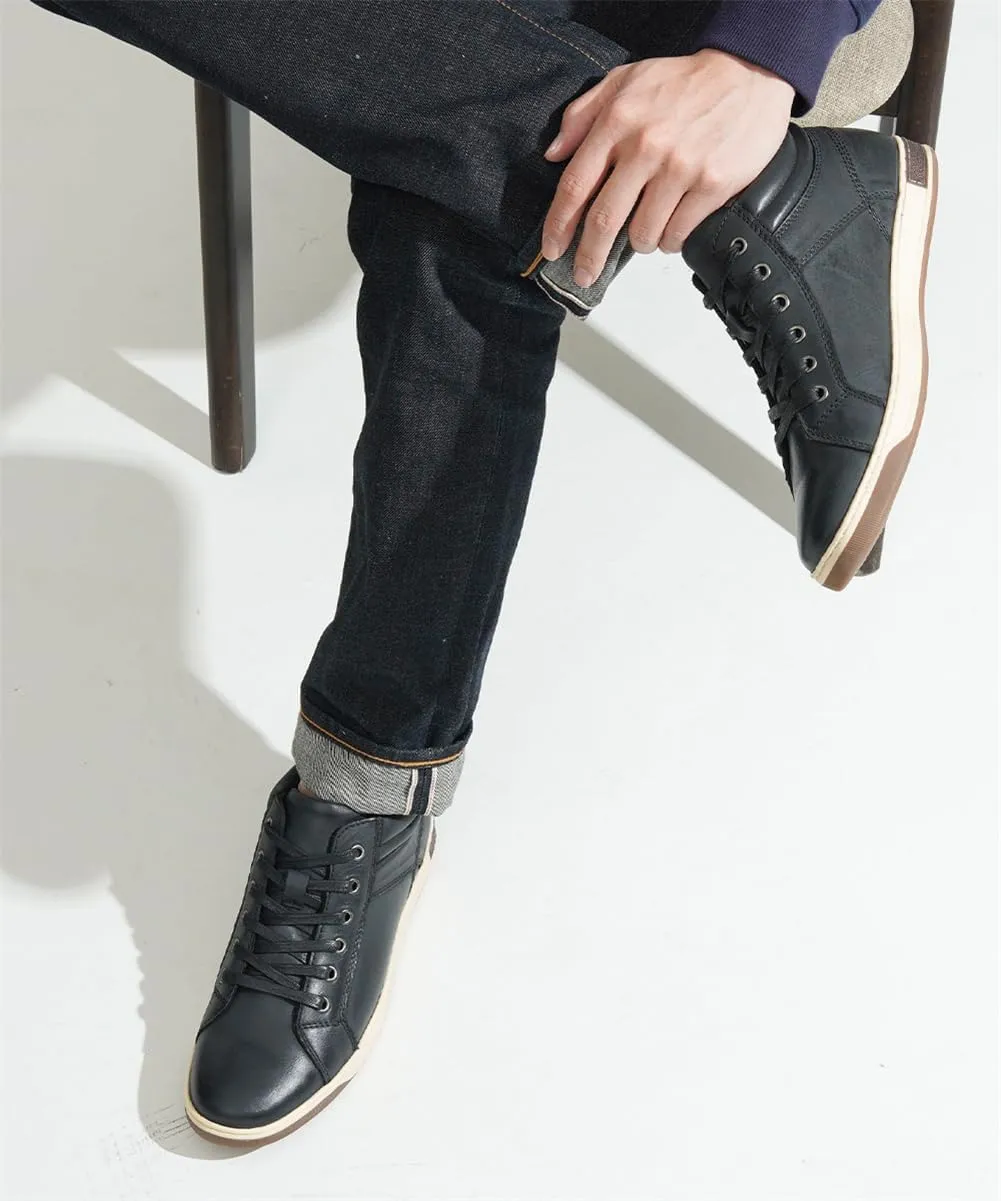 Jousen Men's Leather Fashion Sneakers