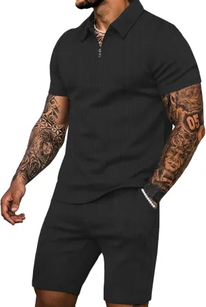 JoZorro Mens Polo Shirts and Shorts Set Tracksuit Fashion Casual Summer 2 Piece Outfits for Men