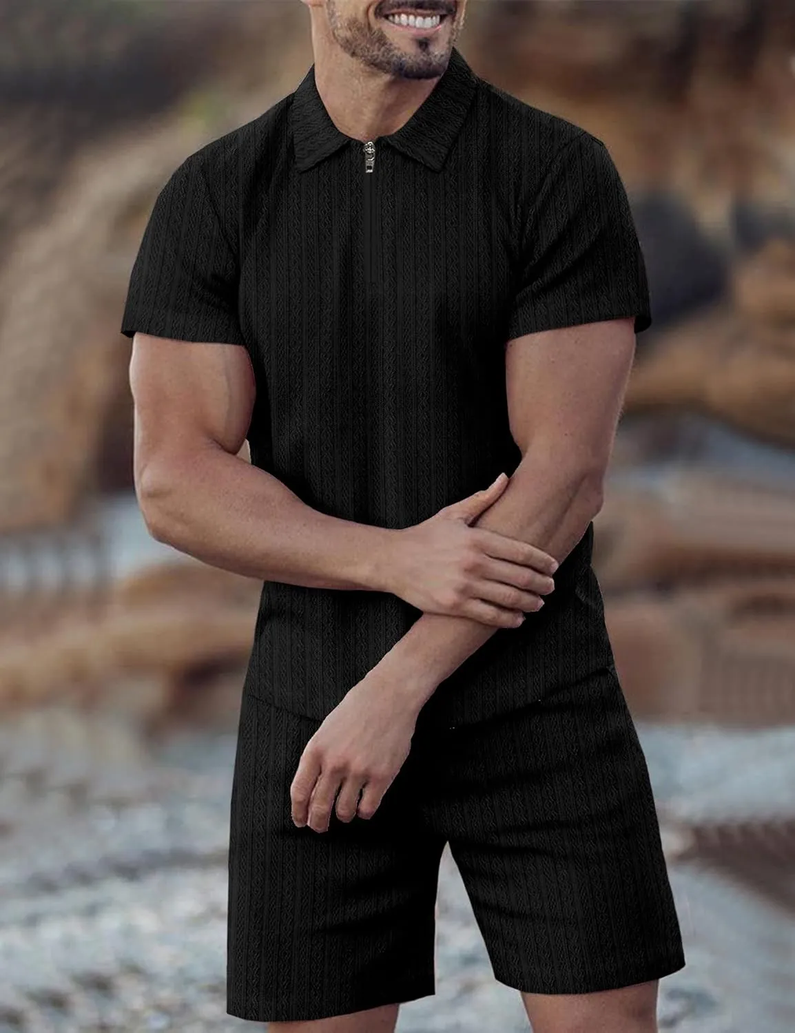 JoZorro Mens Polo Shirts and Shorts Set Tracksuit Fashion Casual Summer 2 Piece Outfits for Men