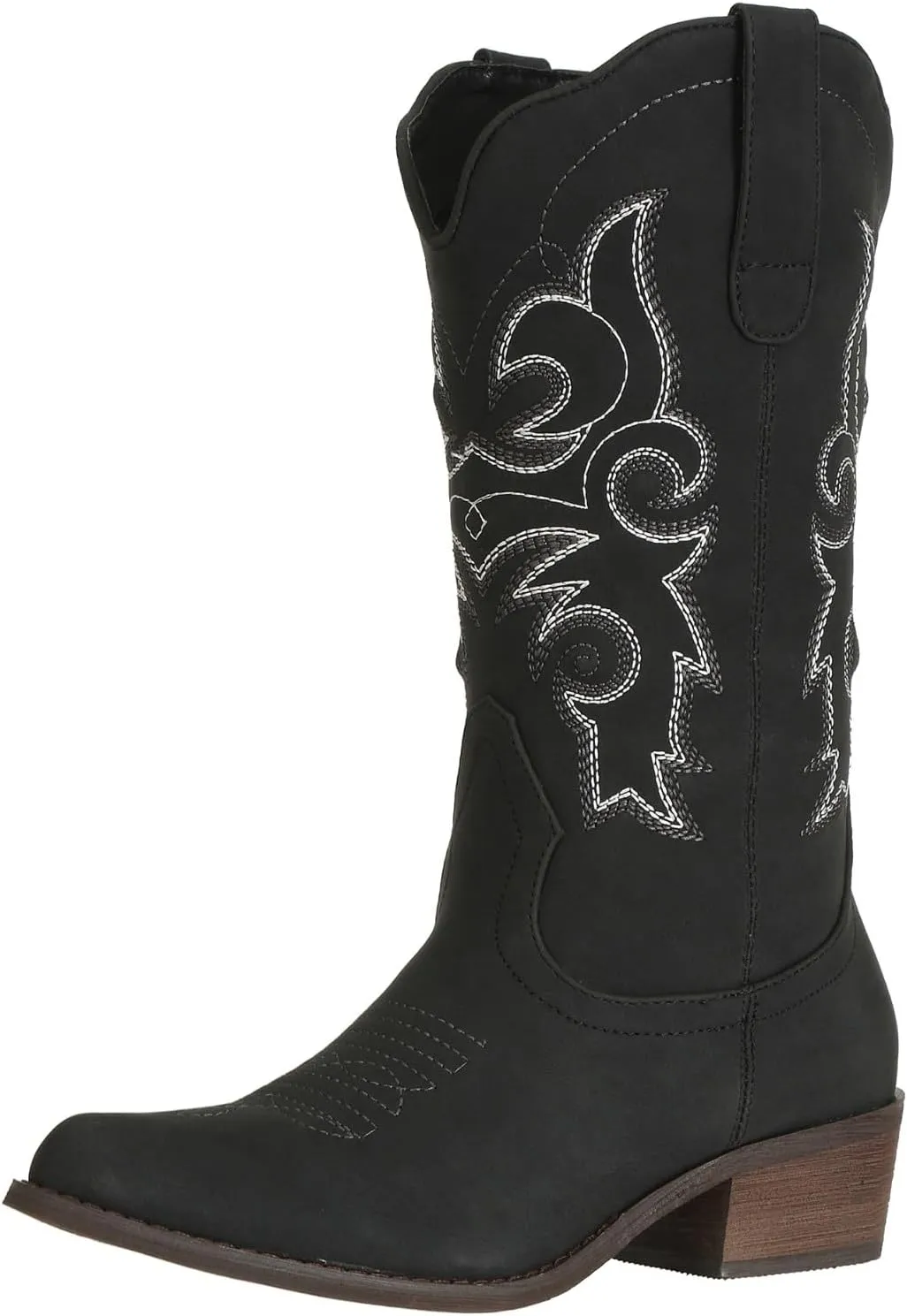 J's.o.l.e Western Cowgirl Cowboy Boots for Women Mid Wide Calf Pointed Toe Riding Country Brown Black Boots