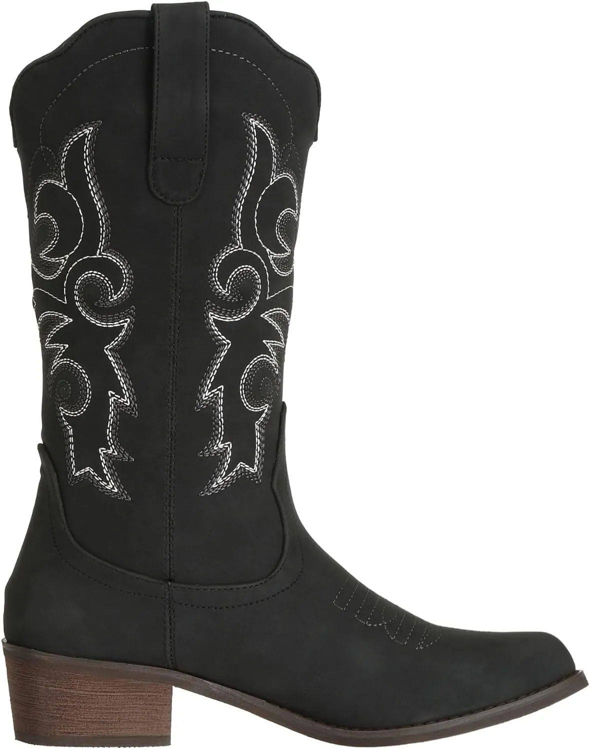 J's.o.l.e Western Cowgirl Cowboy Boots for Women Mid Wide Calf Pointed Toe Riding Country Brown Black Boots