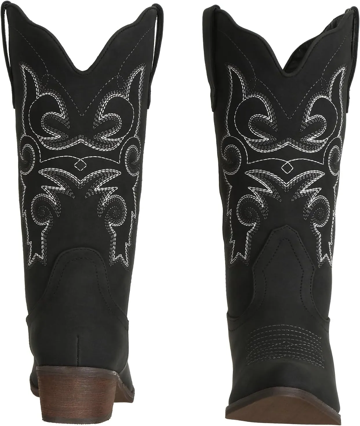 J's.o.l.e Western Cowgirl Cowboy Boots for Women Mid Wide Calf Pointed Toe Riding Country Brown Black Boots