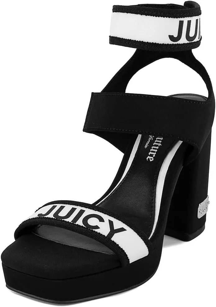 Juicy Couture Women's High Heel Dress Sandals with Open Toe, Ankle Strap, and Stylish Strap Closure