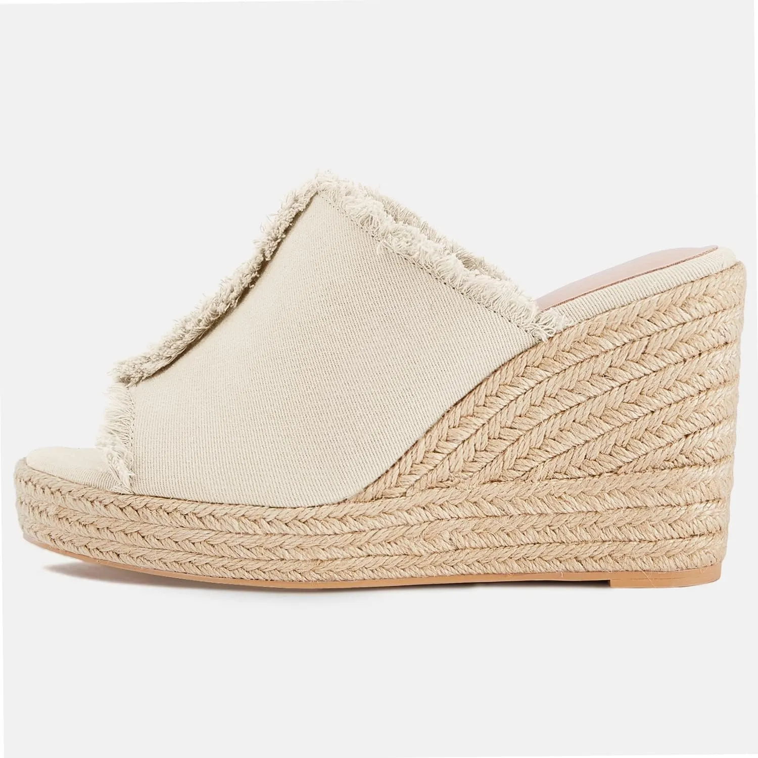 Juliet Holy Womens Wedge Sandals Peep Toe Denim Slip On Backless Espadrilles Platform Sandal Shoes