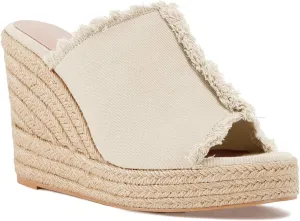 Juliet Holy Womens Wedge Sandals Peep Toe Denim Slip On Backless Espadrilles Platform Sandal Shoes