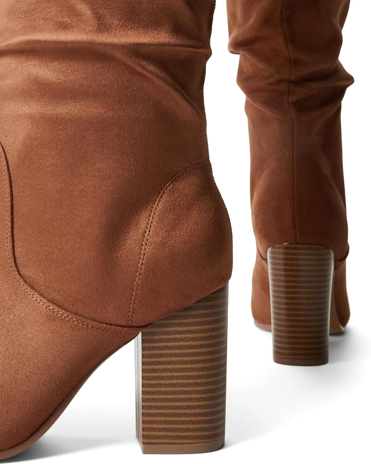 JustFab Knee High Boots Womens Point Toe Chunky Heel Tall Boots for Women High Heel Long Boots Fashion Suede Winter Boots - Leona