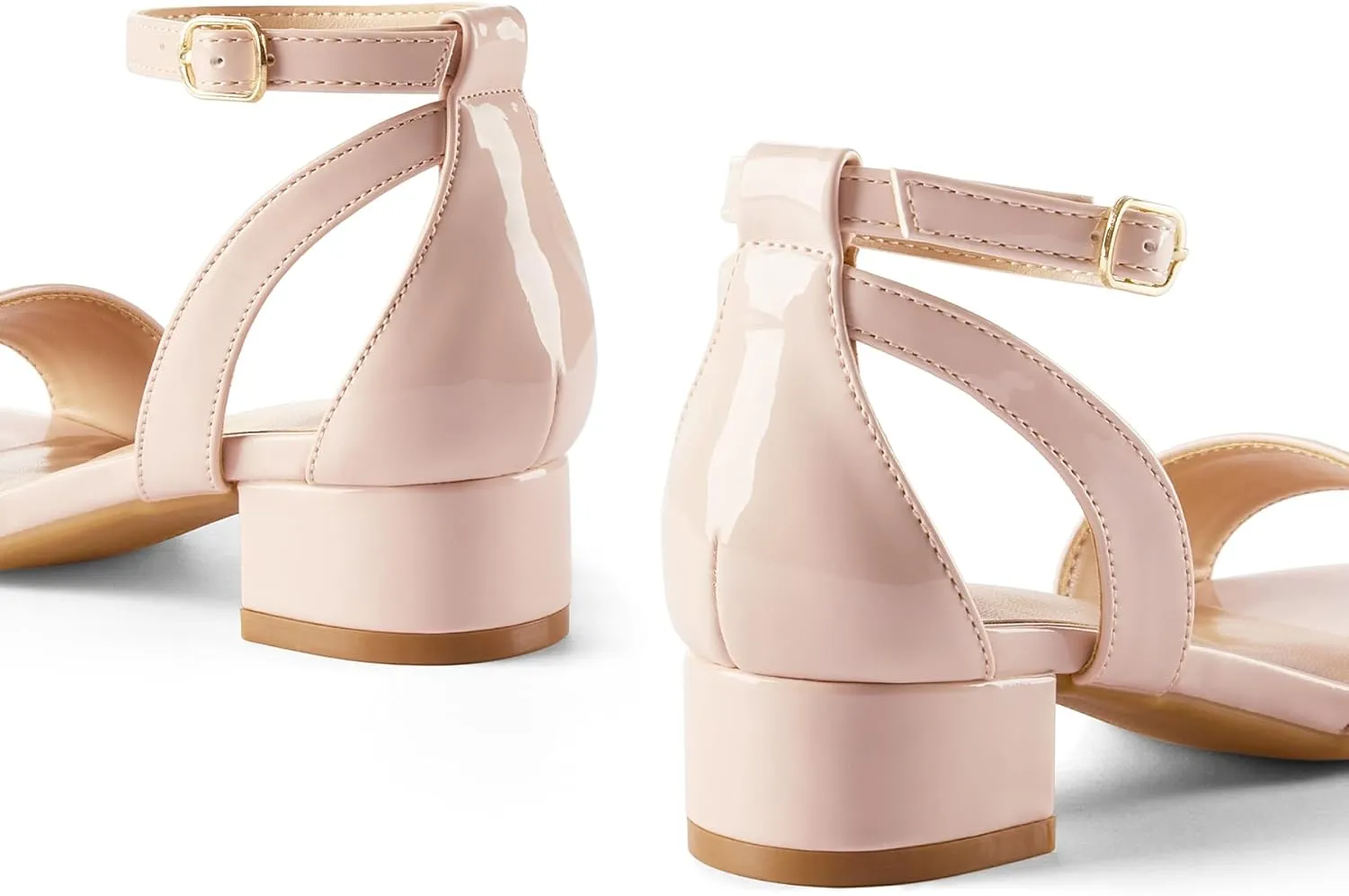 K KomForme Girls Sandals Low Chunky Heels Dress Pumps Ankle Strap Open Toe Flower Wedding Party Dress Shoes for Toddler/Little Kid/Big Kid