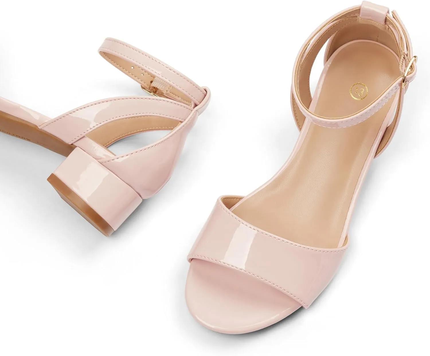 K KomForme Girls Sandals Low Chunky Heels Dress Pumps Ankle Strap Open Toe Flower Wedding Party Dress Shoes for Toddler/Little Kid/Big Kid