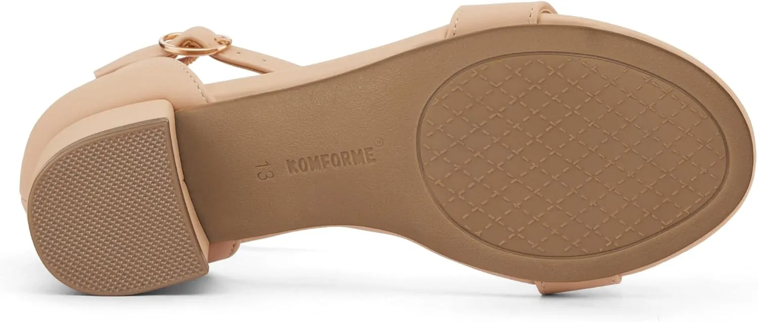 K KomForme Girls Sandals Low Heels Dress Pump Ankle Strap Open Toe Wedding Party Shoes(Toddler/Little Kids/Big Kids)