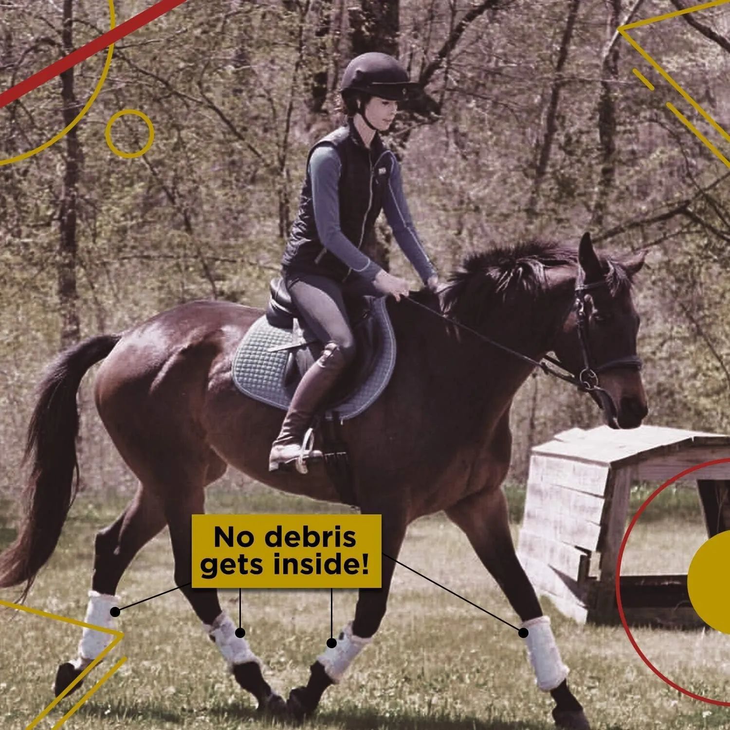 Kavallerie Dressage Horses Boots: Fleece-Lined Faux Leather Woof Brushing Boots for Training, Jumping, Riding, Eventing - Quick Wear for Breathable, Lightweight & Impact-Absorbing Wrap