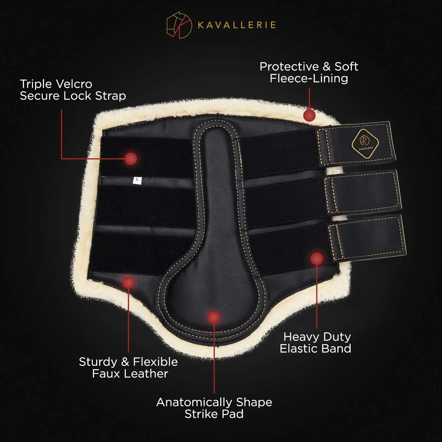Kavallerie Dressage Horses Boots: Fleece-Lined Faux Leather Woof Brushing Boots for Training, Jumping, Riding, Eventing - Quick Wear for Breathable, Lightweight & Impact-Absorbing Wrap