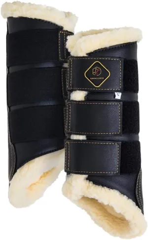 Kavallerie Dressage Horses Boots: Fleece-Lined Faux Leather Woof Brushing Boots for Training, Jumping, Riding, Eventing - Quick Wear for Breathable, Lightweight & Impact-Absorbing Wrap