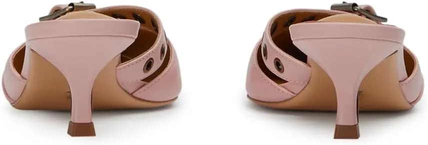 keleimusi Kitten Heel Mules for Women Pointed Toe Heels Dressy Bow Heels Sexy Pointy Studded Heels Pumps Buckle Backless Slip on Stiletto Heels Sandals Dress Party Wedding Shoes