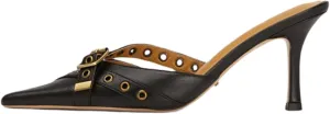 keleimusi Kitten Heel Mules for Women Pointed Toe Heels Dressy Bow Heels Sexy Pointy Studded Heels Pumps Buckle Backless Slip on Stiletto Heels Sandals Dress Party Wedding Shoes