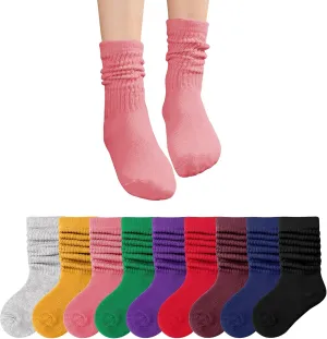 KEREDA Little Kids Girls Slouch Crew Socks Toddler Cotton Dress Sock 0-15 Years