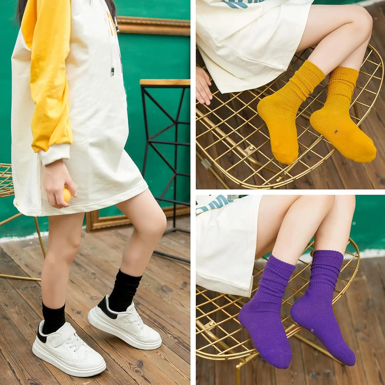 KEREDA Little Kids Girls Slouch Crew Socks Toddler Cotton Dress Sock 0-15 Years