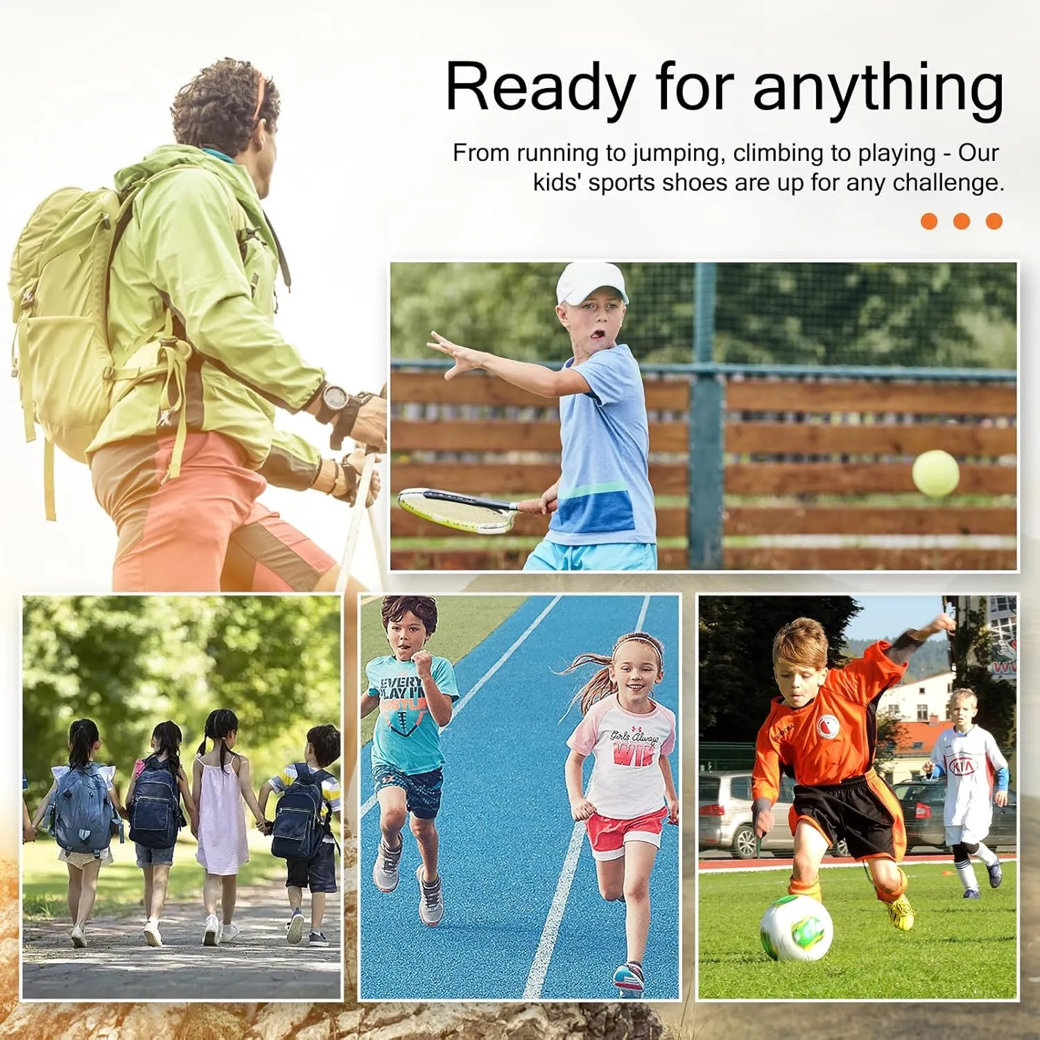 Kid Boys Girls Lightweight Breathable Sneakers Strap Athletic Tennis Shoes for Running Walking