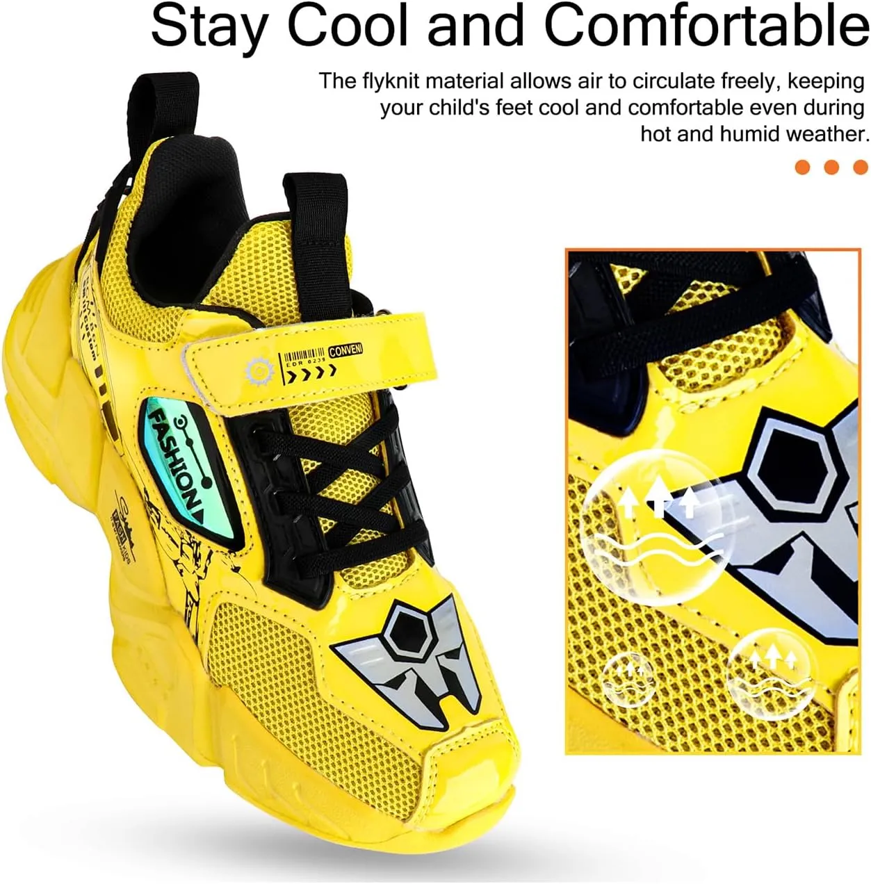 Kid Boys Girls Lightweight Breathable Sneakers Strap Athletic Tennis Shoes for Running Walking
